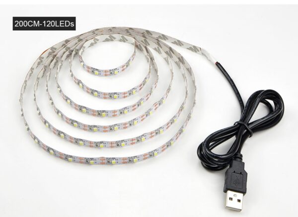 USB Power 3m Length White LED Light Desk Decor Lamp for TV - Image 3